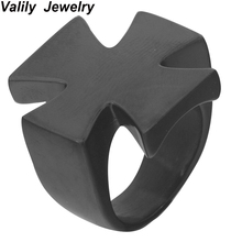 Anillo de dedo negro clásico de cruz grande para hombre, joyería de anillo de motorista de banda de moda de acero inoxidable, tamaño 7-13, anillo 2024 - compra barato