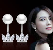 Clear Zircon CZ Crown White Pearl Earrings For Women Pulseras 925 Sterling Silver Earring Fashion Jewelry NY163 2024 - buy cheap