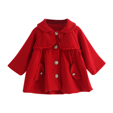 Детская куртка, зимнее однобортное пальто с отложным воротником и длинными рукавами для девочек, рождественское пальто и куртка розового и красного цвета для детей 6-24 месяцев 2024 - купить недорого
