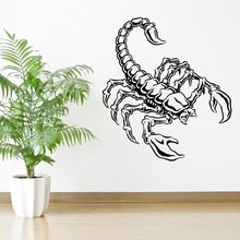 O envio gratuito de escorpião vinil adesivo arte da parede decalque inseto predador mural quarto decoração arte curvada decoração mural D-48 2024 - compre barato