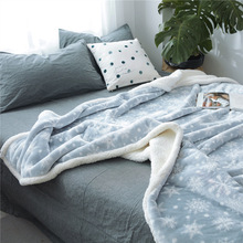 Cobertor de lã coral, 150*200cm, inverno, camada dupla, xadrez de pelúcia para camas, cobertor, jogo de cama, mantas 2024 - compre barato