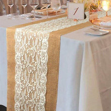 Christmas Decor Hessian Ribbon Burlap Lace Table Runner Cloth Wedding Table Decoration Rectangular 108 x 28cm AA7913 2024 - buy cheap