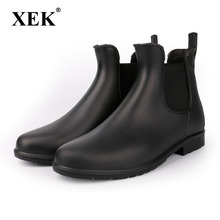 Xek 2018 feminino elástico antiderrapante botas de chuva tornozelo masculino botas de chuva à prova dwaterproof água sapatos femininos wellies preto zll216 2024 - compre barato