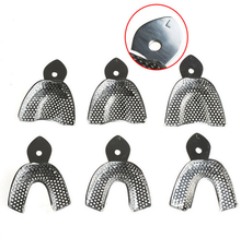 6 pçs/pçs/set dental autoclavable metal impressão bandejas de aço inoxidável baixo preço 2024 - compre barato