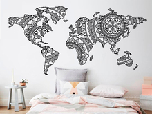 Large Mandala World Map Vinyl Wall Sticker Stylish Artistic Decals Decor Home Living Room Studio Removable Art Murals X114 2024 - buy cheap