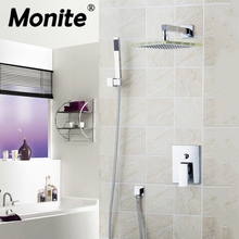 Monite-Cabezal de ducha de lluvia de 9 pulgadas con luz LED, conjunto de ducha cromado para bañera, grifo mezclador de fregadero 2024 - compra barato