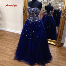 Navy Blue Long Evening Dresses Party Luxury A Line Plus Size Sexy Women Ladies Prom Formal Dresses Evening Gown 2024 - buy cheap