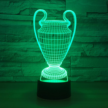 Lámpara 3D de trofeo de la copa de fútbol, 7 interruptores de color, botón táctil de luz de noche LED 3D, USB, luz Luminaria para dormir del dormitorio del bebé 2024 - compra barato