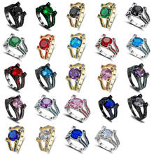Новое классическое обручальное кольцо, серебряное, золотое, черное, роскошное, AAA циркон, для влюбленных, обещающее кольцо для женщин, размер 6-9, обручальные кольца 2024 - купить недорого