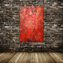 Paleta de flores rojo abstracto moderno hecho a mano, cuchillo para pintar al óleo sobre lienzo, decoración para sala de estar, imágenes artísticas pintadas a mano 2024 - compra barato