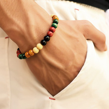 Simple Colored Beads Bracelet For Men New Trendy Natural Wooden Beaded Charm Bracelets Fashion Hip Hop Jewelry Wholesale 2024 - buy cheap