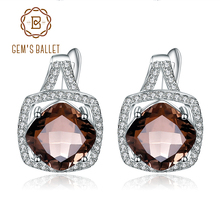 Gem's Ballet 925 Sterling Silver Earrings 4.40Ct Cushion Cut Natural Smoky Quartz Gemstone Stud Earrings For Women Fine Jewelry 2024 - buy cheap
