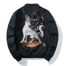 Hip Hop Design Yokosuka Autumn Men Ma-1 Bomber Jacket Harajuku Wolf Embroidery Fashion Streetwear Casual Baseball Jackets Coats 2024 - buy cheap