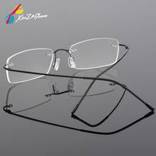XINZE 2017 Titanium Myopia Rimless Glasses Memory Square Eyeglasses Optical Spectacle Frame Eyewear Men Women Brand Designer 2024 - buy cheap