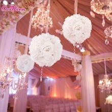 Wholesale 18cm/7in Silk ribbon Rose Flower Ball Artificial Pomander Bouquet Kissing Ball Wedding Centerpiece Decorations supply 2024 - buy cheap