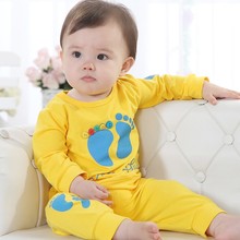 Hooyi amarelo bonito bebê menino conjuntos de roupas crianças t-shirts + calça terno bebe menino roupas roupas 80 90 100 2024 - compre barato
