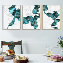 3 peças de mármore abstracto impressão da arte da parede pintura em tela verde e branco cartazes turquesa decoração para casa sala estar decoração 2024 - compre barato