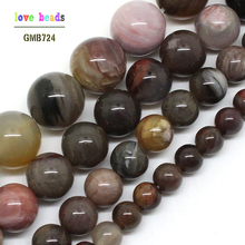 Natural Wooden Petrified Stone Round Loose Beads For Jewelry Making 15.5inch/strand Pick Size 6/8/10/12mm DIY bracelet (F00518) 2024 - buy cheap