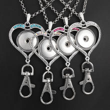 New Snap Button Necklace Metal 18mm Snap Button key chains Keyring lanyard keychain Snap Pendant Necklace with Chains for Women 2024 - купить недорого