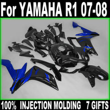 100% fit injection fairings for Yamaha YZF R1 07 08 matte black blue fairing kit YZFR1 2007 2008 BD55 2024 - buy cheap