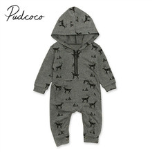 2019 Baby Summer Clothing Kid Infant Baby Boys Hooded Romper Cartoon Animal Print Long Sleeve Jumpsuit Clothes Outfits One-Piece 2024 - buy cheap