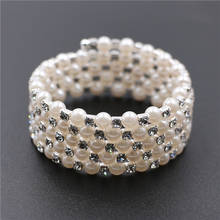 Fashion Bling Crystal Rhinestone & Pearl Beads Wrap Bracelet 2024 - buy cheap