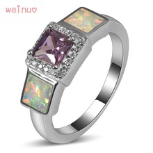Weinuo Purpe Crystal White Opal White Crystal Ring 925 Sterling Silver Top Quality Jewelry Wedding Ring Size 5 6 7 8 9 10 11 2024 - buy cheap