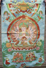 36 pulgadas de seda bordado del Tibet 1000 brazos Avalokiteshvara diosa pinturas thangka Mural 2024 - compra barato