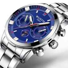 2019 New Fashion WLISTH Brand Business Clock Men's Quartz Watch Imitates Three Needles Waterproof Student Leather & Steel Watch 2024 - buy cheap