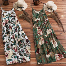 Fashion Summer Cotton Linen Boho Print Short Dress Strap Sundress Women's Sleeveless Casual Beach Party Dress Vestido de festa 2024 - buy cheap