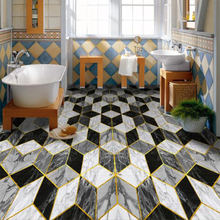 Papel tapiz de PVC para el baño, autoadhesivo moderno, creativo, geométrico, blanco y negro, con patrón de mármol, azulejos impermeables, Mural 2024 - compra barato