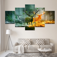 Wall Art Canvas Paintings Animal Elk HD Print Picture Deer Forest Water fire abstract landscape Bar restaurant Home Decor Poster 2024 - buy cheap