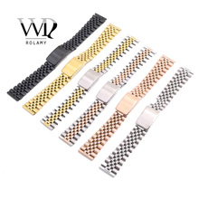Rolamy Wholesale 18mm 20mm Replacement 316L Stainless Steel Wrist Watch Band Strap Bracelet For Omega IWC Tudor Seiko Breitling 2024 - buy cheap