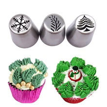 3 pcs/set Snow Christmastree Stainless Steel Russian Tulip Icing Piping Nozzles Cupcake Fondant Cake Decorating Tip Sets 2024 - buy cheap