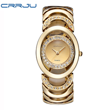 CRRJU Brand Luxury Crystal Gold Watches Women Ladies Quartz Wristwatches Bracelet Steel Watch Relogio Feminino Relojes Mujer 2024 - buy cheap