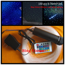 rgb led fiber optic star ceiling  kit 150 pcs 0.75mm *2 meters ,24key remote for optical fiber lighting of children room 2024 - buy cheap