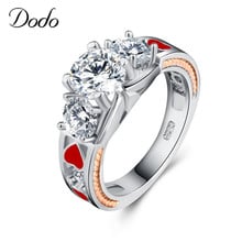 Женское кольцо в виде сердца с красным сердечком уникального дизайна, серебряное кольцо с фианитом и австралийским кристаллом, оптовая продажа YR272 2024 - купить недорого