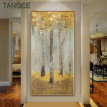 Abstract Golden Tree Forest Painting Canvas Art Poster Print Fashion Golden Wall Picture for Living Room Aisle Cuadro Decoracion 2024 - buy cheap