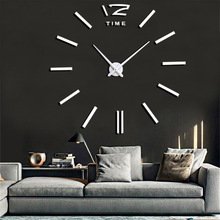 Relógio de parede de quartzo relógios moda 3d real grande relógio de parede apressado espelho adesivo diy decoração da sala estar moderna relógio de parede 2024 - compre barato
