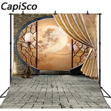 Capisco китайский стиль фоны для фотосъемки луна цветок Круглая дверь кирпичная стена фото фон на заказ 3d Профессиональный 2024 - купить недорого