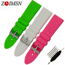 ZLIMSN-Correa de silicona impermeable para reloj de buceo, banda de 24mm con hebilla de Pin, color verde/rosa/blanco, correa de goma para reloj 2024 - compra barato