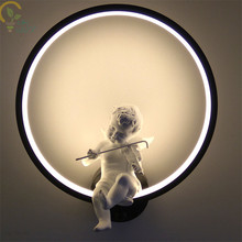 Hot selling Black White Led Wall Lamps indoor Modern wall lighting Minimalist art Sconce Interior with angel Home Decoration 2024 - buy cheap