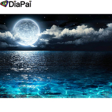 DIAPAI 5D DIY Pintura 100% Praça Cheia de Diamante/Broca Redonda "Lua paisagem do mar" Diamante Bordado Ponto Cruz 3D Decor A18522 2024 - compre barato