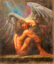 Handpainted Oil painting portraits young angel lovers no framed free shipping 2024 - buy cheap