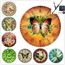 Nuevo reloj de estilo 5D, juego completo de bordado de diamantes, reloj de animales, cuadro de mosaico de diamantes de imitación, mariposa, pintura de diamantes, flor cuadrada completa 2024 - compra barato