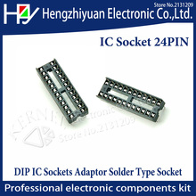 Hzy 24pin IC Sockets 10PCS 2.54mm  Through Hole Stamped pin Open Frame IC Dip Socket,Pitch Through Hole Dip Socket Connectors 2024 - buy cheap