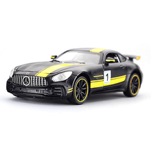 1:32 liga amg gt gtr puxar para trás diecast modelo de carro de volta ao futuro com som luz mini carro brinquedo veículos brinquedos para crianças 2024 - compre barato