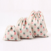 Pink pineapple 100% cotton canvas fabric dust cloth bag Clothes socks/underwear shoes storage bag home Sundry kids toy bags 2024 - buy cheap