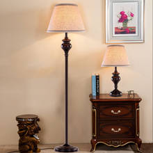 HGHomeart LED American Retro Floor Lamp E27 Black Iron Fabric Lampshade Wire Floor Lamps 110V/240V Living Room Bedroom Lighting 2024 - buy cheap