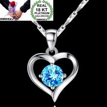 OMHXZJ europea al por mayor de mujer de moda de niña de fiesta regalo de boda Corazón Azul de 18KT colgante de collar de oro blanco encanto CA242 2024 - compra barato